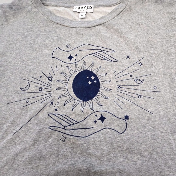 Frayed Jeans Tops - Frayed Jeans l XL Cleo Celestial Sun Moon Drop Shoulder Dolman Pocket Sweatshirt